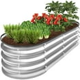 thumbnail image 1 of Best Choice Products 4x2x1ft Outdoor Raised Metal Oval Garden Bed, Planter Box for Vegetables, Flowers - Silver, 1 of 7