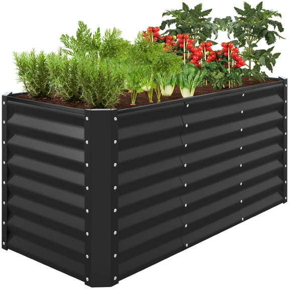 Best Choice Products 4x2x2ft Outdoor Metal Raised Garden Bed, Planter Box for Vegetables, Flowers - Black