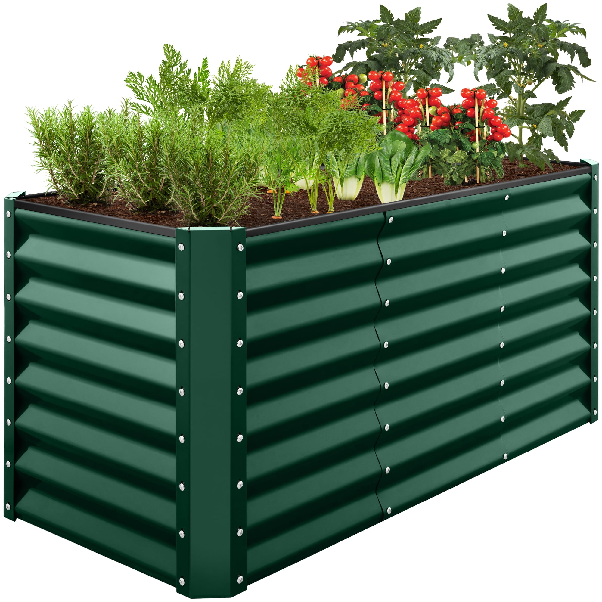 Best Choice Products 4x2x2ft Outdoor Metal Raised Garden Bed Planter Box for Vegetables Flowers Herbs Charcoal