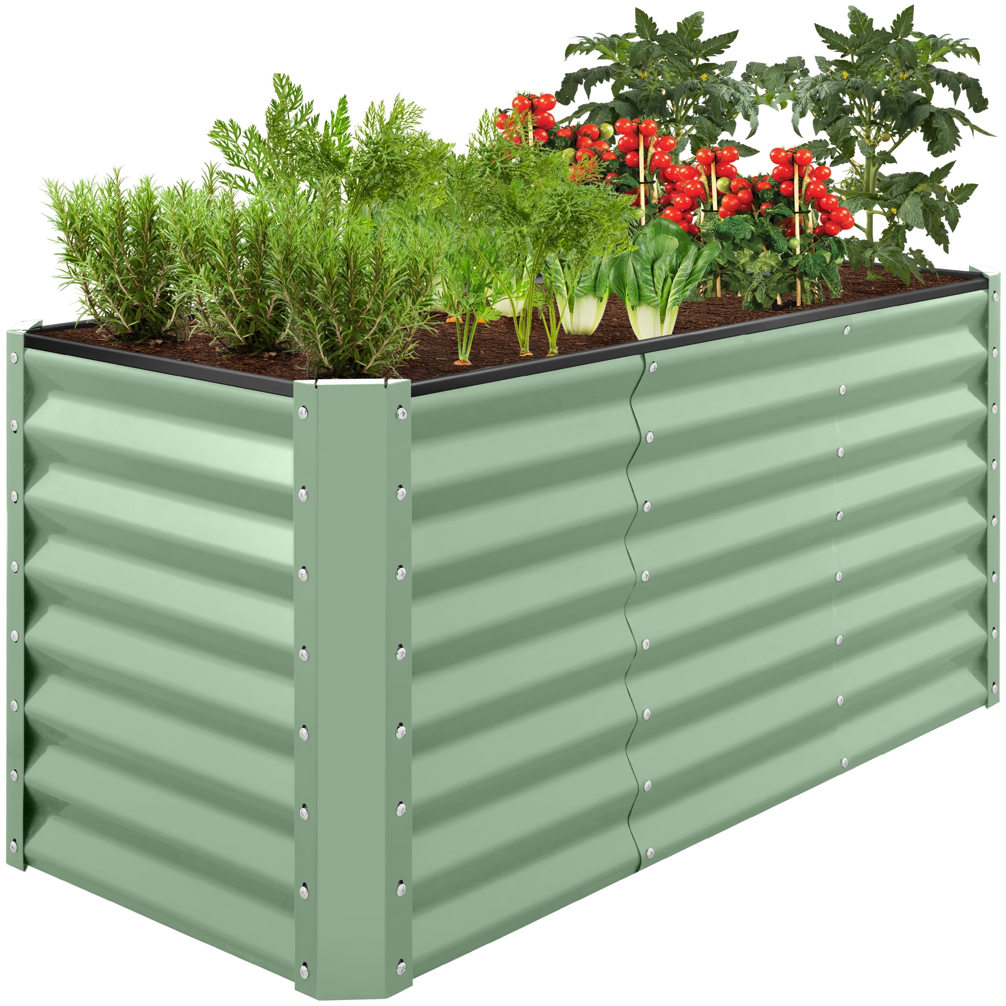 Sage Green 4x2x2ft Powder-Coated Steel Raised Garden Bed