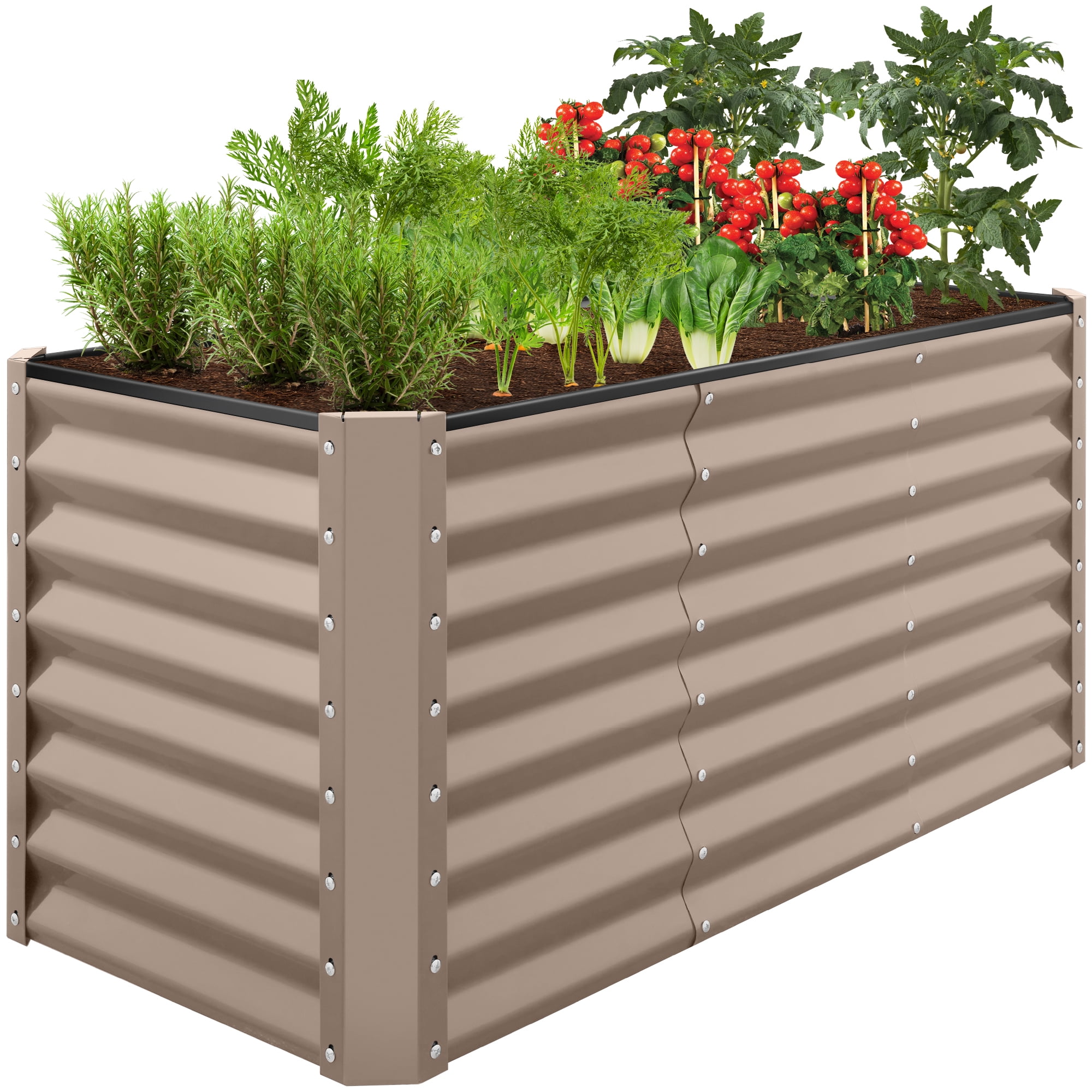 Best Choice Products 4x2x2FT Steel Garden Bed for Outdoor Planting, Elevated Bed for Vegetables, Herbs - Taupe