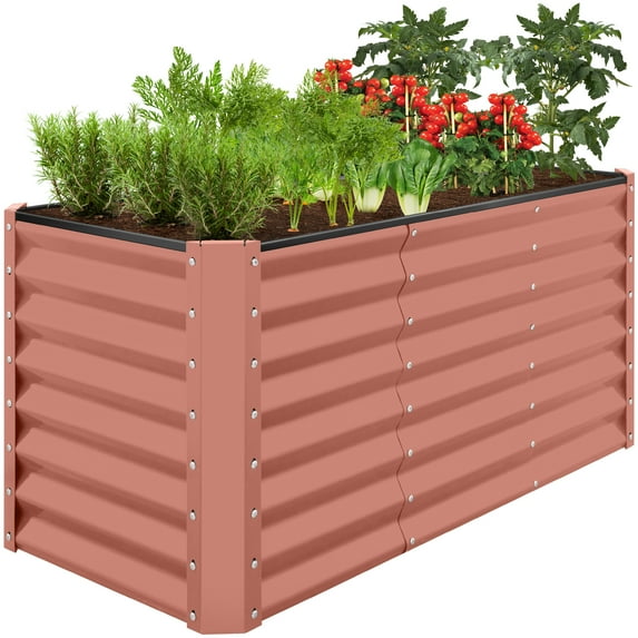Best Choice Products 4x2x2ft Outdoor Metal Raised Garden Bed, Planter Box for Vegetables, Flowers, Herbs - Terracotta