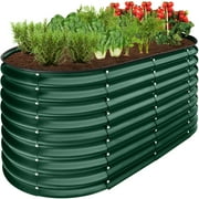 Best Choice Products 4x2x2ft Outdoor Raised Metal Oval Garden Bed, Planter Box for Vegetables, Flowers - Dark Green