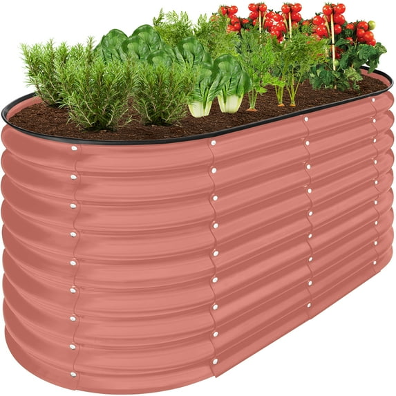 Best Choice Products 4x2x2ft Outdoor Raised Metal Oval Garden Bed, Planter Box for Vegetables, Flowers - Terracotta
