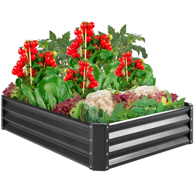 Best Choice Products 4x3x1ft Outdoor Metal Raised Garden Bed for Vegetables, Flowers, Herbs, Plants - Dark Gray Best Choice Products 4x3x1ft Outdoor Metal Raised Garden Bed for Vegetables, Flowers, Herbs, Plants - Dark Gray