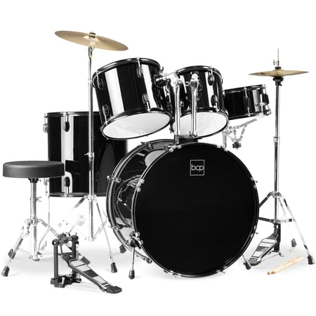 Best Choice Products 5-Piece Beginner Drum Set w/ Snare, Bass, Toms, Cymbal, Hi-Hat, Sticks, Drum Pedal - Black