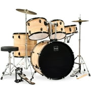 Best Choice Products 5-Piece Beginner Drum Set w/ Snare, Bass, Toms, Cymbal, Hi-Hat, Sticks, Drum Pedal - Natural