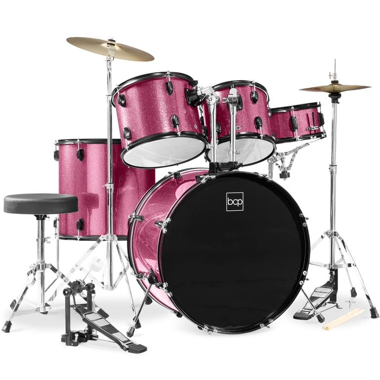 Best Choice Products, 5-Piece Beginner Drum Set, Pink Sparkle