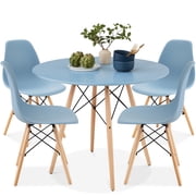 Best Choice Products 5-Piece Compact Mid-Century Modern Dining Set w/ 4 Chairs, Wooden Legs - Blue/Oak