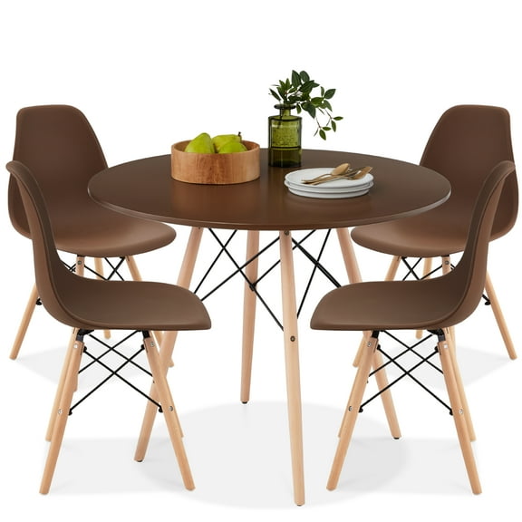 Best Choice Products 5-Piece Compact Mid-Century Modern Dining Set w/ 4 Chairs, Wooden Legs - Brown/Oak