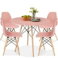 thumbnail image 1 of Best Choice Products 5-Piece Compact Mid-Century Modern Dining Set w/ 4 Chairs, Wooden Legs - Pink/Oak, 1 of 8