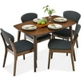 thumbnail image 1 of Best Choice Products 5-Piece Compact Wooden Mid-Century Modern Dining Set w/ 4 Chairs, Padded Seat & Back - Walnut/Charcoal, 1 of 8