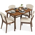 thumbnail image 1 of Best Choice Products 5-Piece Compact Wooden Mid-Century Modern Dining Set w/ 4 Chairs, Padded Seat & Back - Walnut/Cream, 1 of 8