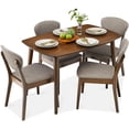 thumbnail image 1 of Best Choice Products 5-Piece Compact Wooden Mid-Century Modern Dining Set w/ 4 Chairs, Padded Seat & Back - Walnut/Light Gray, 1 of 8