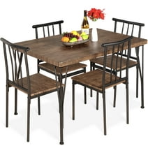 Best Choice Products 5-Piece Indoor Modern Metal Wood Rectangular Dining Table Furniture Set w/ 4 Chairs - Drift Brown