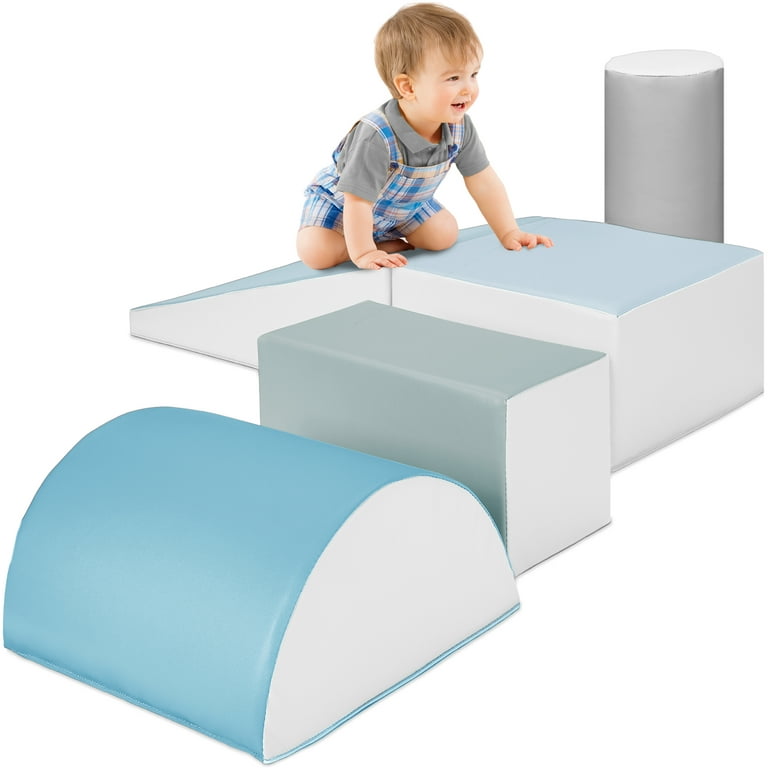 Best Choice Products 5-Piece Kids Climb & Crawl Soft Foam Block Playset  Structures for Child Development - Blue 