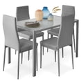 thumbnail image 1 of Best Choice Products 5-Piece Kitchen Dining Table Set w/ Glass Tabletop, 4 Faux Leather Chairs - Gray, 1 of 8