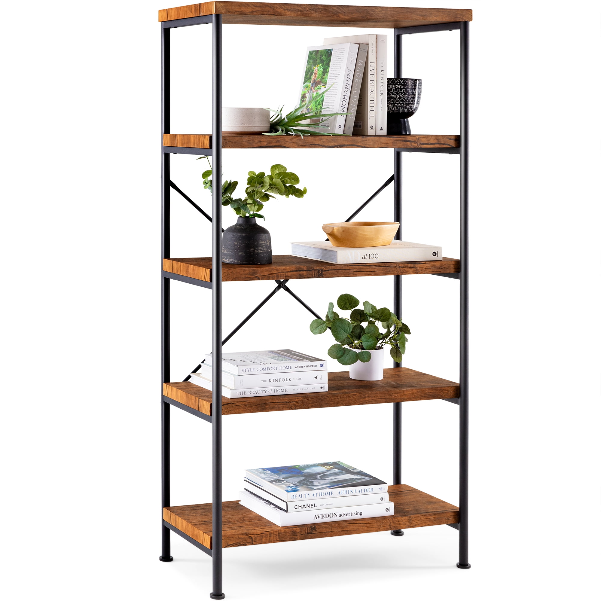 Best Choice Products 5 Tier Rustic Industrial Bookshelf Display