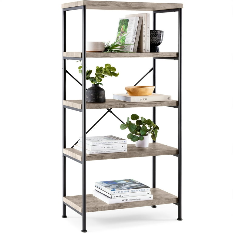Best Choice Products 5-Tier Rustic Industrial Bookshelf Display