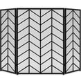 thumbnail image 1 of Best Choice Products 52x31in 3-Panel Iron Chevron Fireplace Screen, Spark Guard w/ Handles - Black, 1 of 7