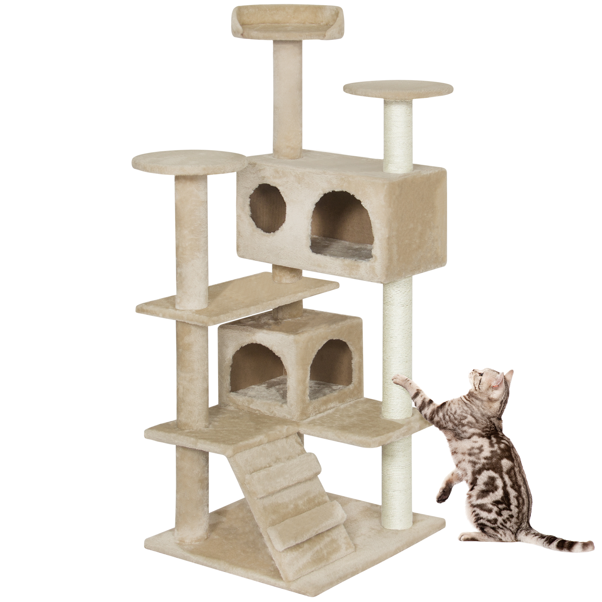 Best Choice Products 53in Multi-Level Cat Tree Scratcher Condo Tower - Beige - image 1 of 7