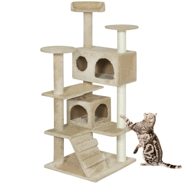 Best Choice Products 53in Multi-Level Cat Tree Scratcher Condo Tower - Beige