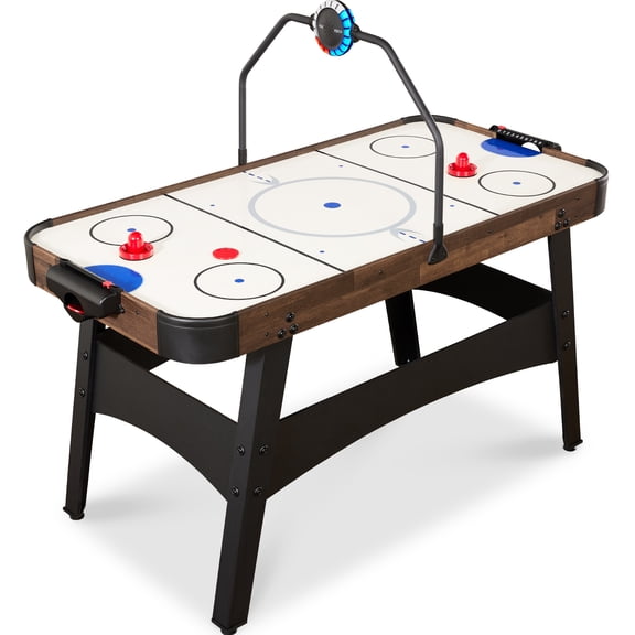 Best Choice Products 54in Air Hockey Game Table w/ LED Lights, Scoreboard, Powerful Motor - Walnut