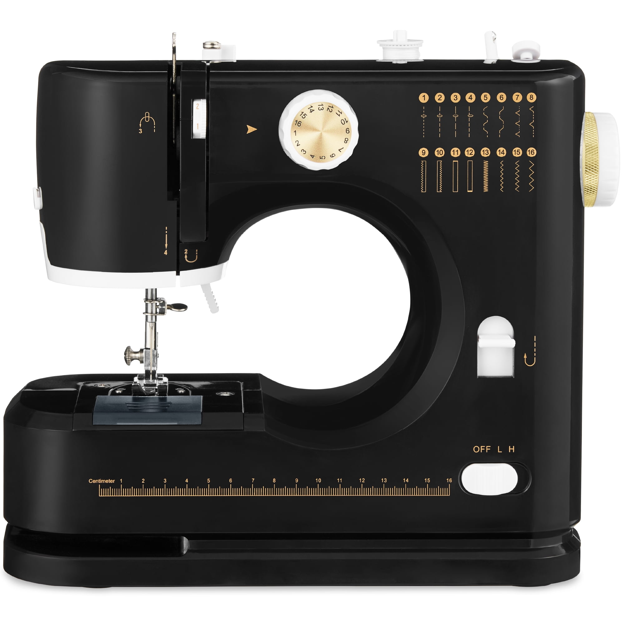 Best Choice Products 55-Piece Sewing Machine Kit for Beginners, w/ 16 Stitch Patterns, Double Stitching - Black/Gold