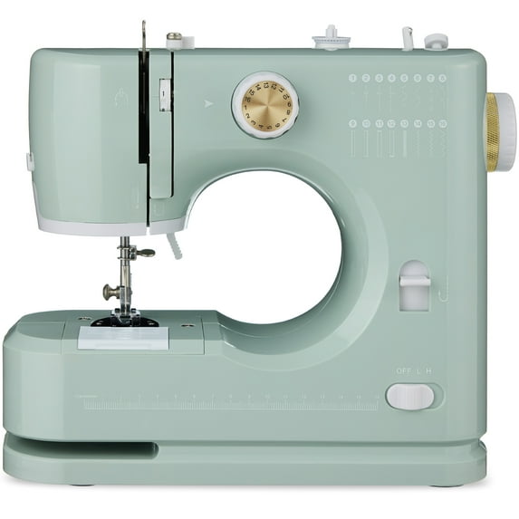 Best Choice Products 55-Piece Sewing Machine Kit for Beginners, w/ 16 Stitch Patterns, Double Stitching - Sage/Gold