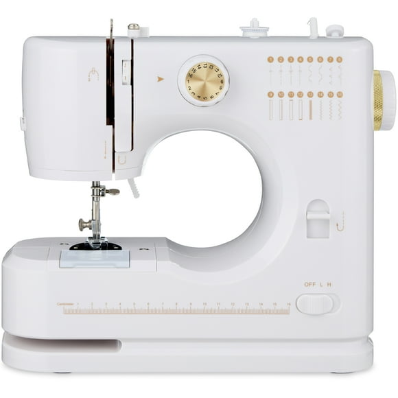 Best Choice Products 55-Piece Sewing Machine Kit for Beginners, w/ 16 Stitch Patterns, Double Stitching - White/Gold