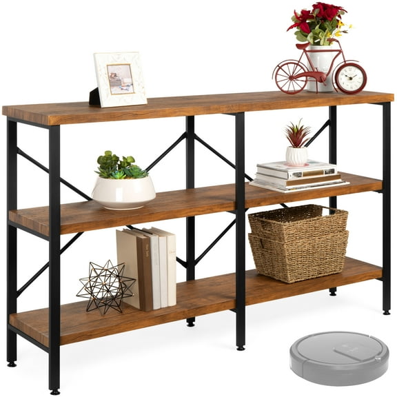 Best Choice Products 55in Rustic 3-Tier Console Table for Living Room, Entry w/ Non-Scratch Feet - Brown