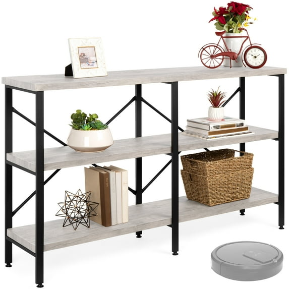 Best Choice Products 55in Rustic 3-Tier Console Table for Living Room, Entry w/ Non-Scratch Feet - Gray