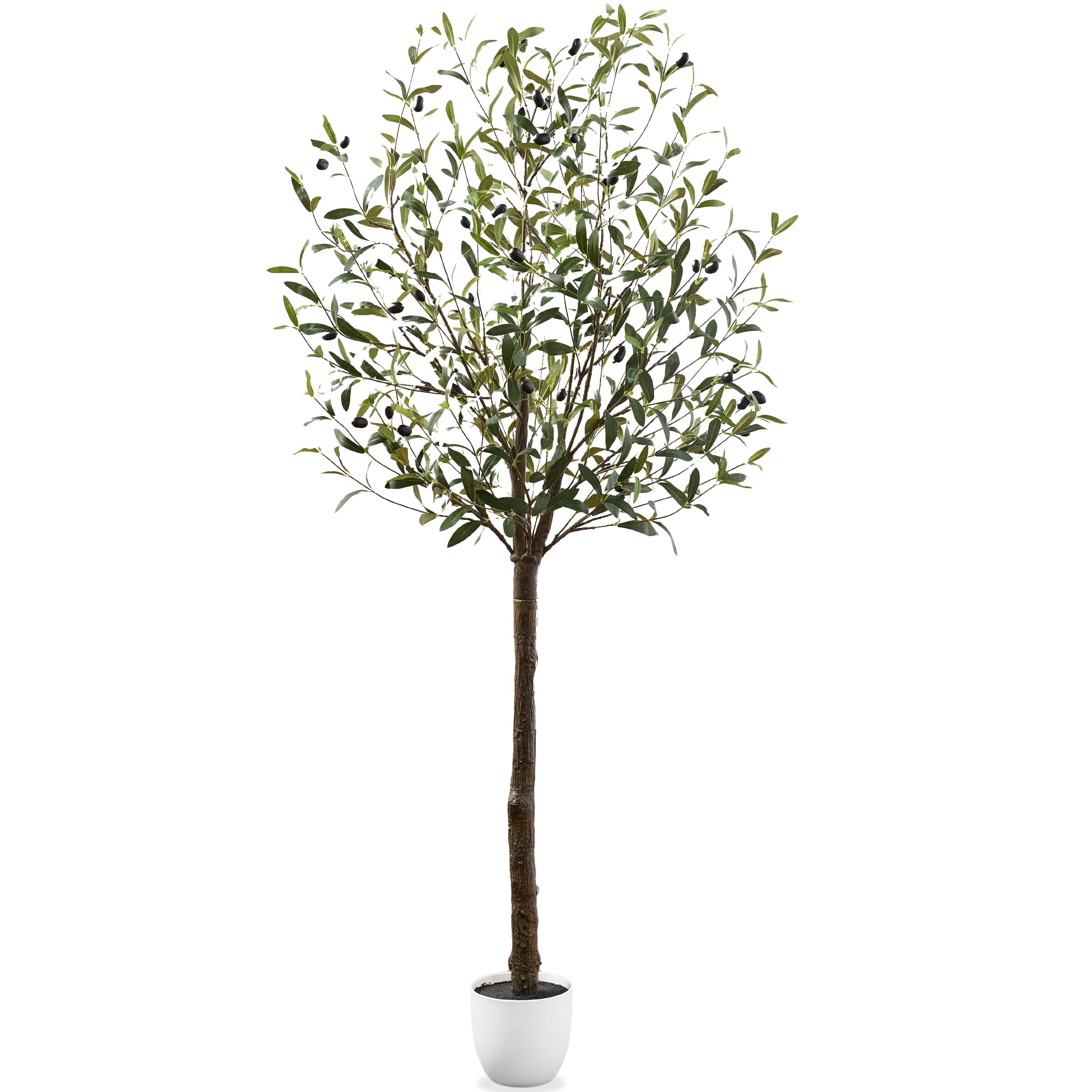 Lifelike 5ft Green Faux Olive Tree with White Plastic Planter