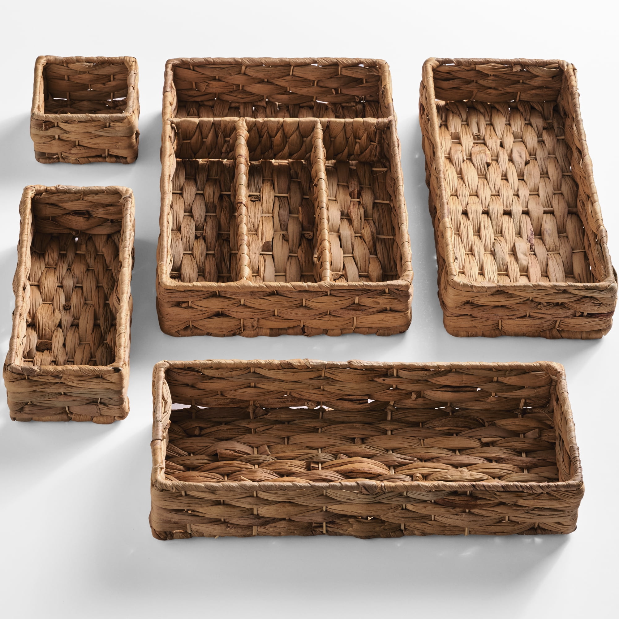 Best Choice Products 5PC Flatware Organizer Set, Woven Modular Silverware & Utensil Drawer Organizer Trays - Chestnut
