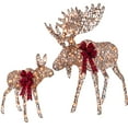 thumbnail image 1 of Best Choice Products 5ft 2-Piece Moose Family Lighted Christmas Yard Decor Set w/ 370 LED Lights, Zip Ties - Rattan, 1 of 7