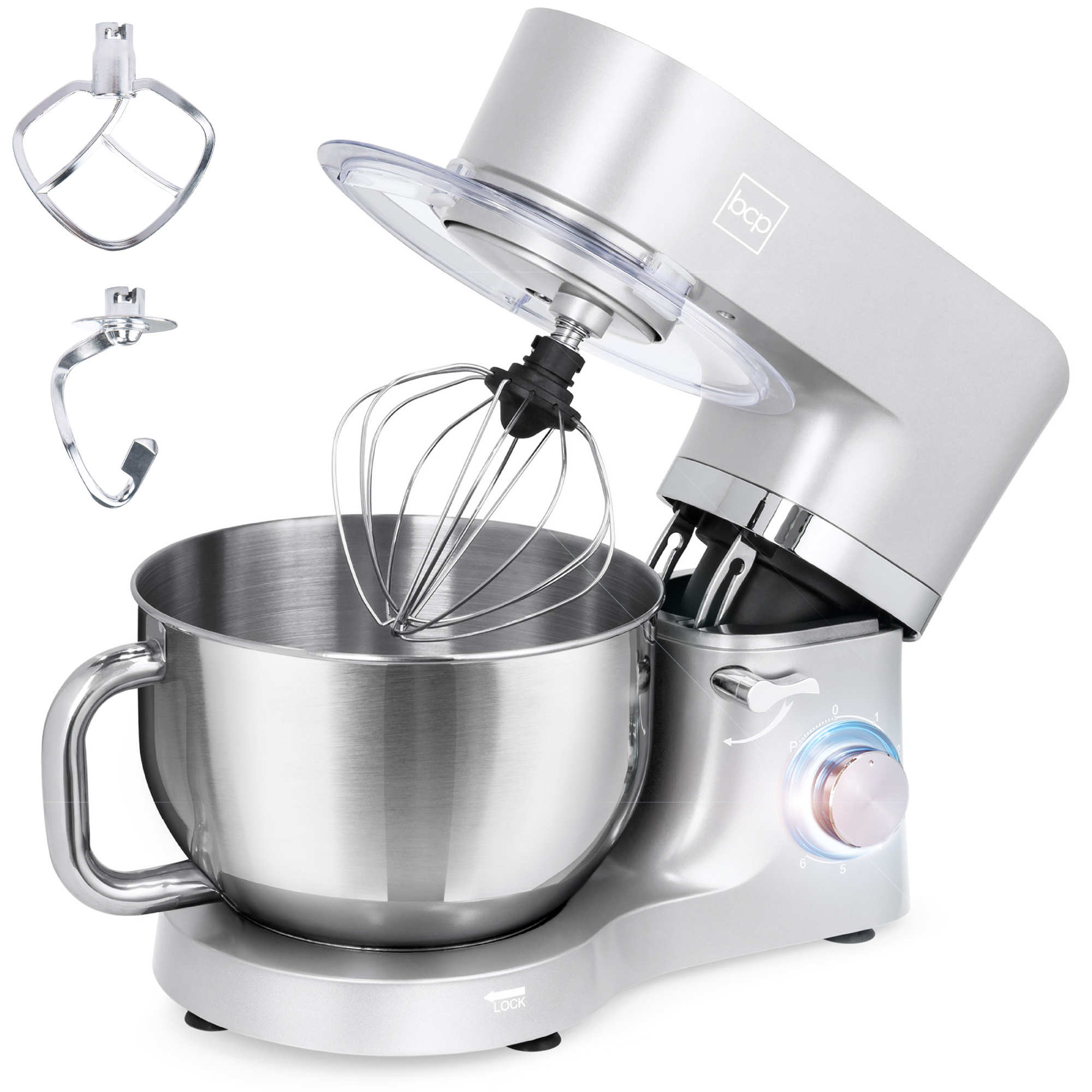 Best Choice Products 6.3qt 660W 6-Speed Tilt-Head Stainless Steel Kitchen Mixer w/ 3 Attachments, Splash Guard - Silver - image 1 of 7