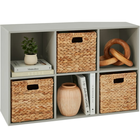 Best Choice Products 6-Cube Bookshelf, 11in Display Storage System, Organizer w/ Removable Back Panels - Gray