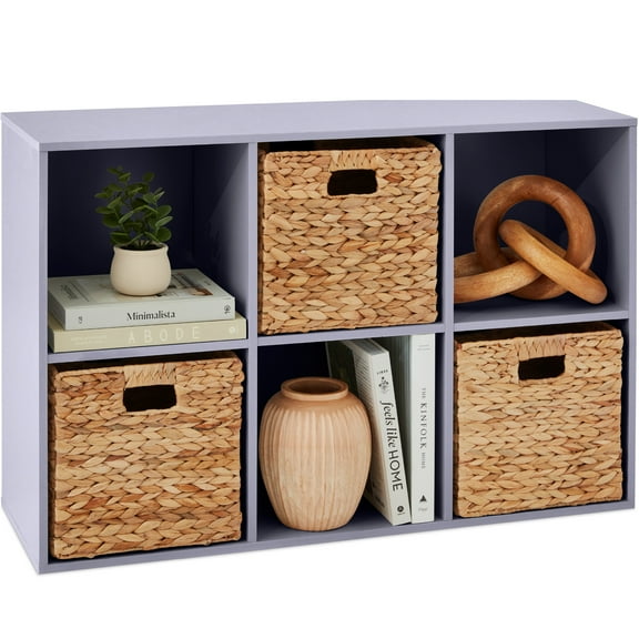 Best Choice Products 6-Cube Bookshelf, 11in Display Storage System, Organizer w/ Removable Back Panels - Lavender