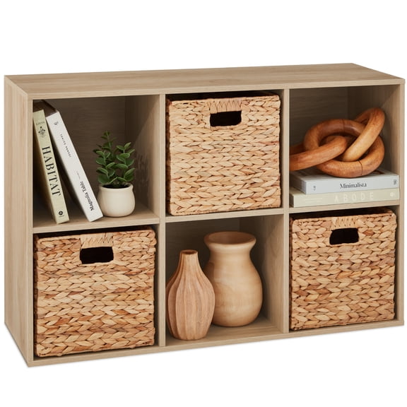 Best Choice Products 6-Cube Bookshelf, 11in Display Storage System, Organizer w/ Removable Back Panels - Light Oak