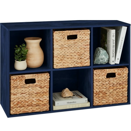 Best Choice Products 6-Cube Bookshelf, 11in Display Storage System, Organizer w/ Removable Back Panels - Navy