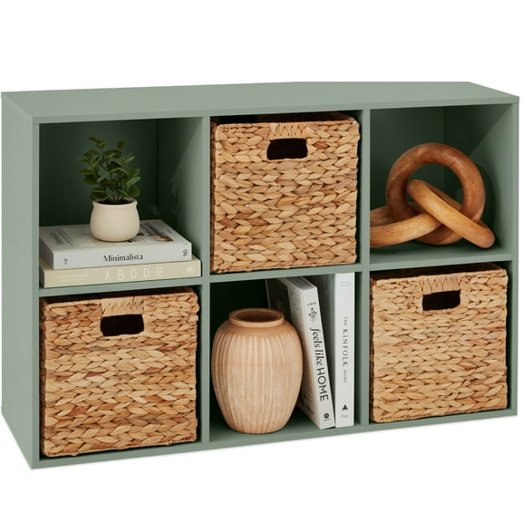 Best Choice Products 6-Cube Bookshelf, 11in Display Storage System, Organizer w/ Removable Back Panels - Sage
