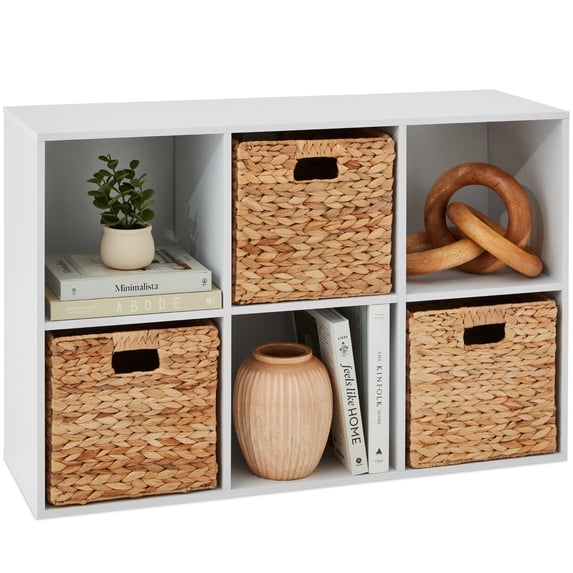Best Choice Products 6-Cube Bookshelf, 11in Display Storage System, Organizer w/ Removable Back Panels - White