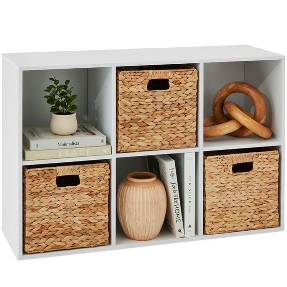 Best Choice Products 6-Cube Bookshelf, 11in Display Storage System, Organizer w/ Removable Back Panels - White