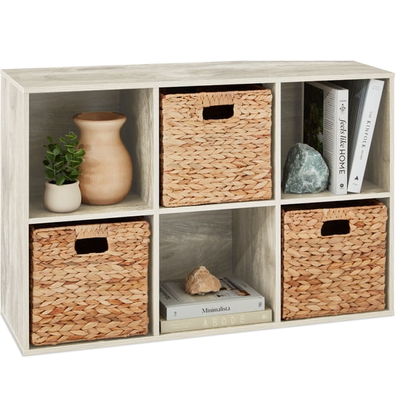 Best Choice Products 6-Cube Bookshelf, 11in Display Storage System, Organizer w/ Removable Back Panels - Whitewash