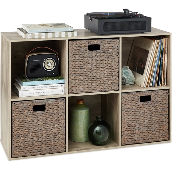 Best Choice Products 6-Cube Bookshelf, 13.5in Display Storage System, Organizer w/ Removable Back Panels - Greige