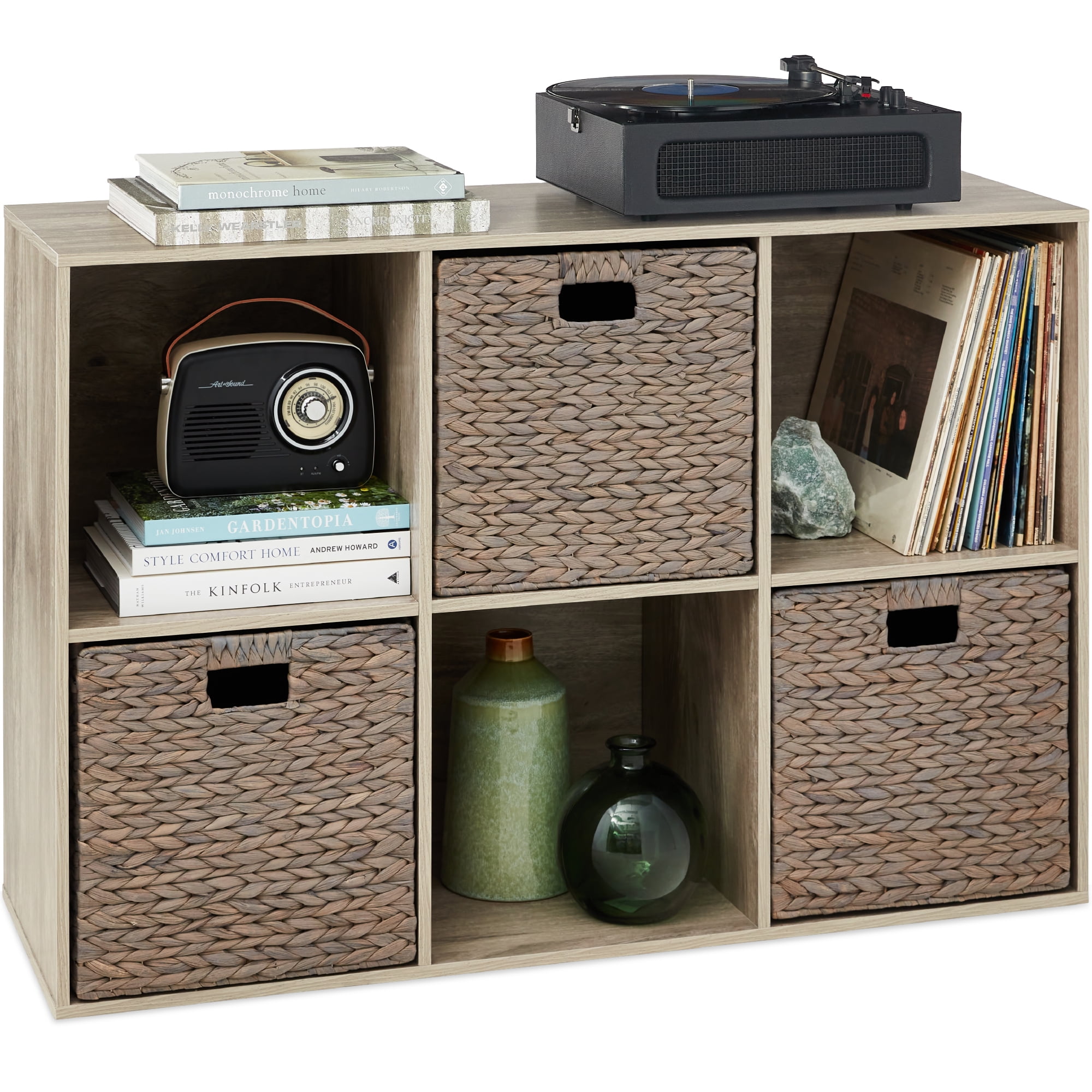 Best Choice Products 6-Cube Bookshelf, 13.5in Display Storage System, Organizer w/ Removable Back Panels - Greige