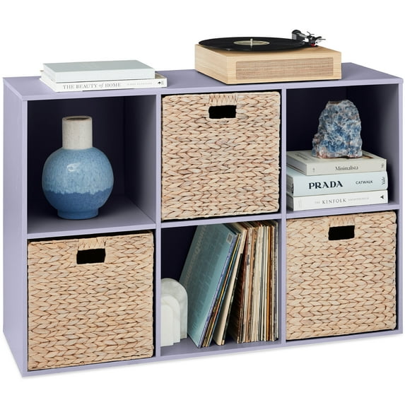 Best Choice Products 6-Cube Bookshelf, 13.5in Display Storage System, Organizer w/ Removable Back Panels - Lavender