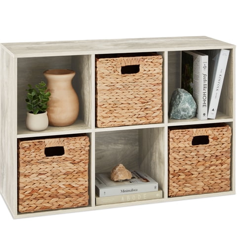 Best Choice Products 6-Cube Bookshelf, 13.5in Display Storage System, Organizer w/ Removable Back Panels - Whitewash