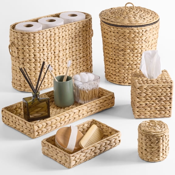 Best Choice Products 6-Pc Water Hyacinth Bathroom Storage Set - Natural