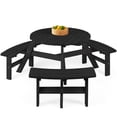 thumbnail image 1 of Best Choice Products 6-Person Circular Outdoor Wooden Picnic Table w/ 3 Built-In Benches, 500lb Capacity - Black, 1 of 8